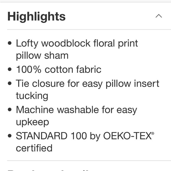 STUDIO MCGEE NEW lofty cotton slub woodblock floral quilt sham -king - Picture 6 of 9